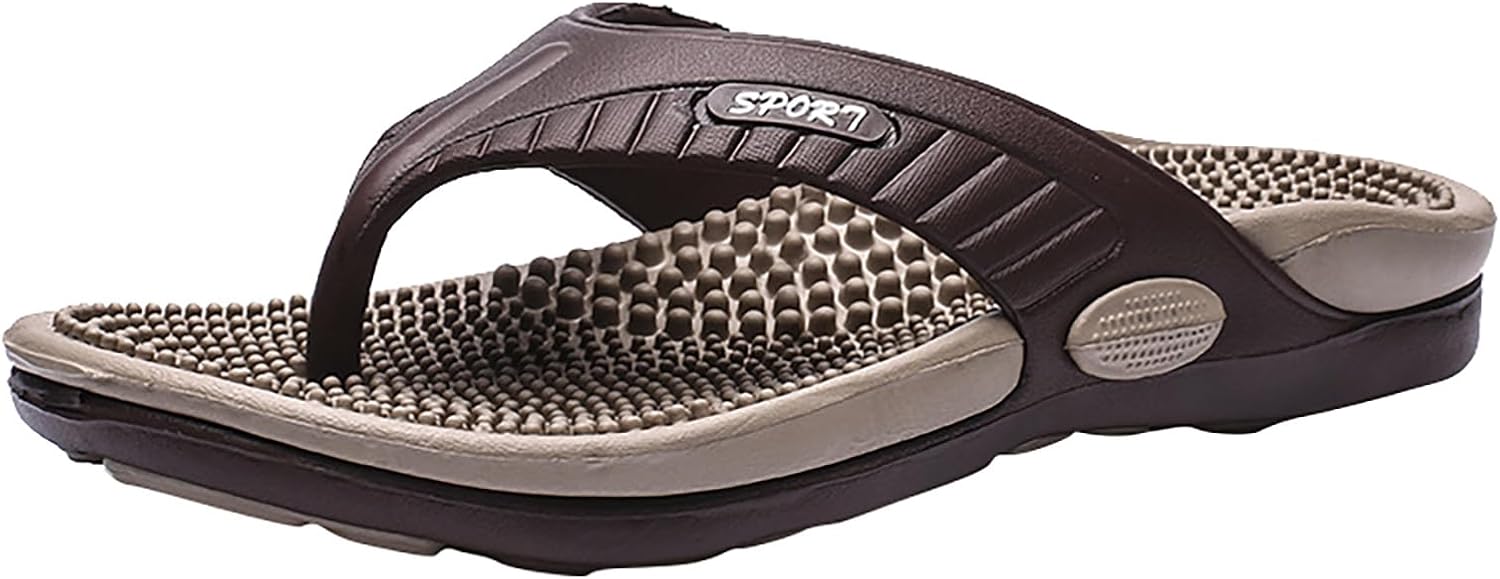 

Массажные шлепанцы для мужчин и женщин, с широкой посадкой, массажные тапочки с поддержкой свода стопы, удобные сандалии на плоской подошве Generic, хаки