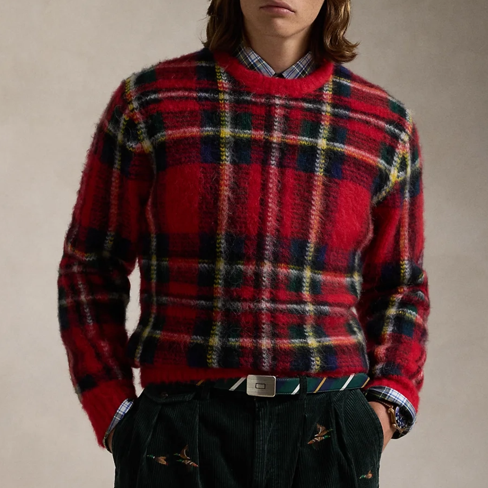 Свитер с принтом в клетку Polo Ralph Lauren, red — фото 4