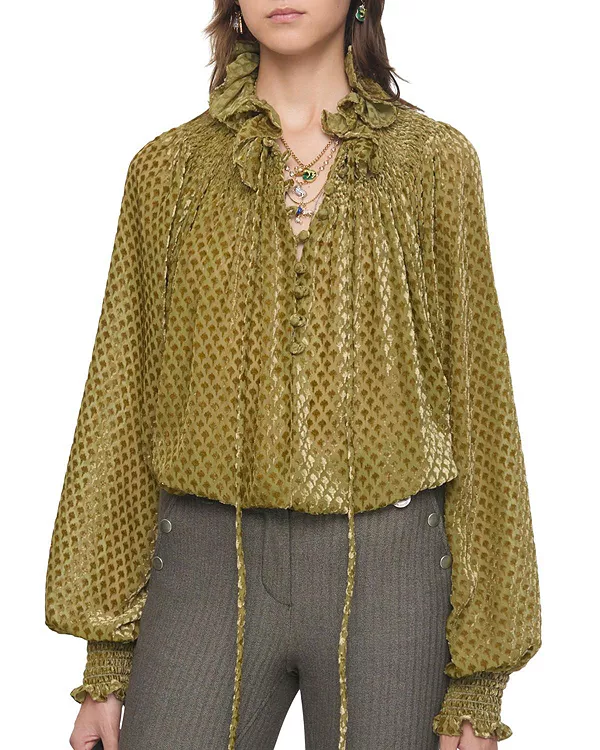 

Блузка из шелкового бархата цвета "факел" Burberry, желтый