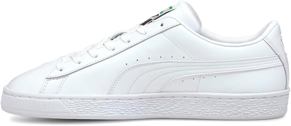 Мужские кроссовки PUMA Basket Classic XXI с шнуровкой для повседневной носки - белые — фото 3