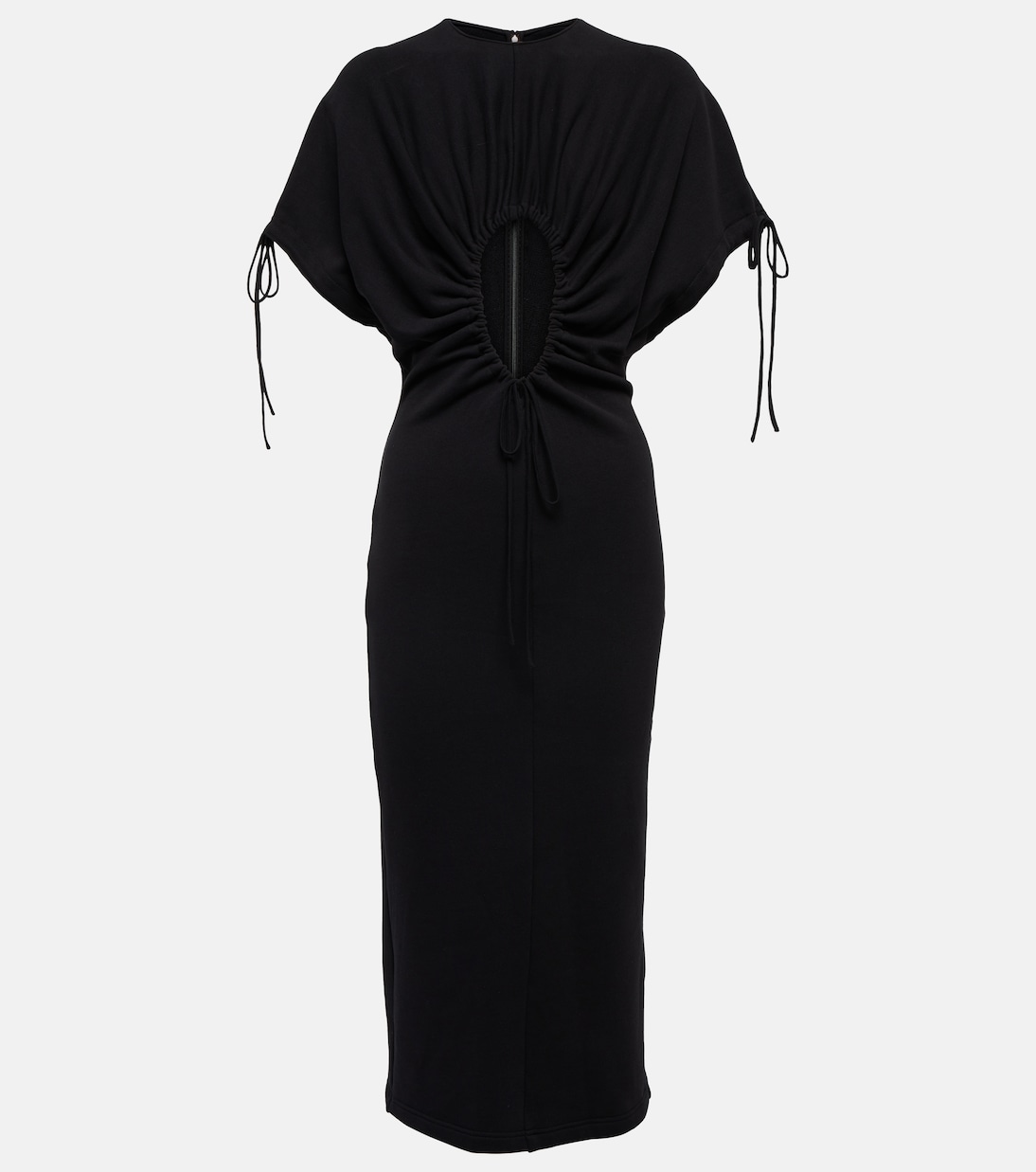 

Платье миди из хлопка с вырезом Christopher Kane, черный