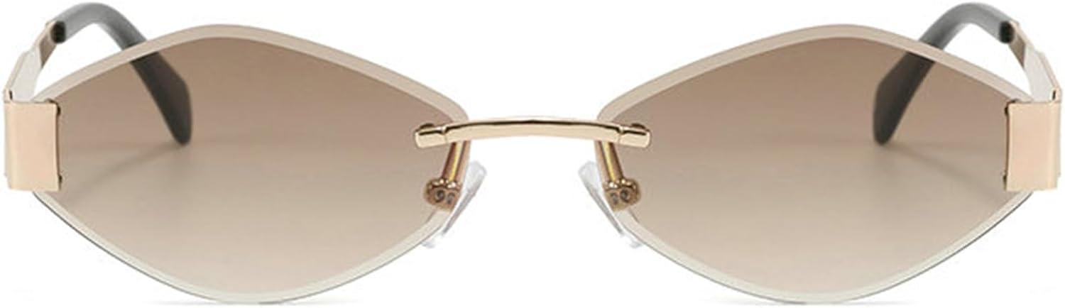 

Женские винтажные солнцезащитные очки без оправы овальной формы, модные многоугольные солнцезащитные очки для женщин, классические ретро-очки с металлическим шестиугольным оправой, защита от ультрафиолета UV400 helena, C7