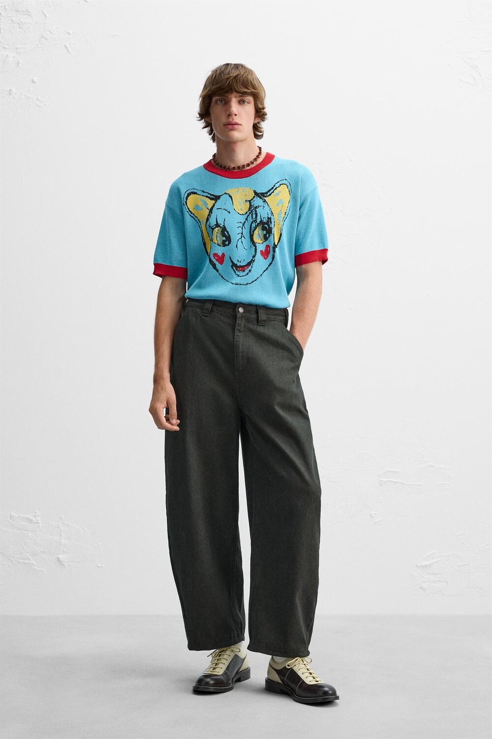 

Футболка с жаккардовым вязаным слоном x harry lambert ZARA, синий