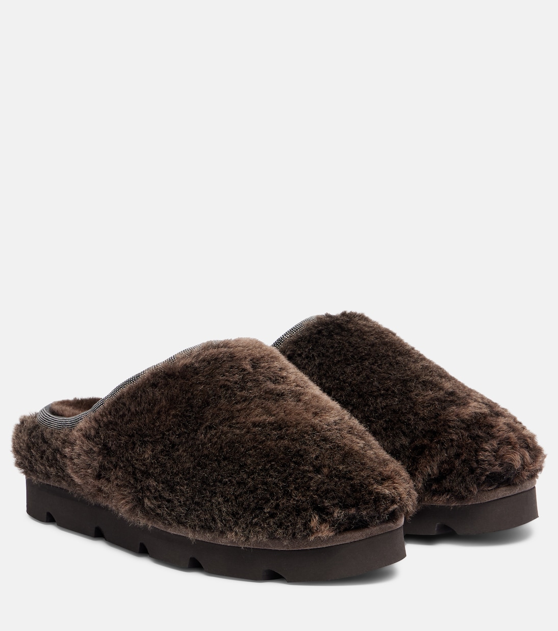 Туфли-слипоны из овчины Monili Brunello Cucinelli, темно-коричневый