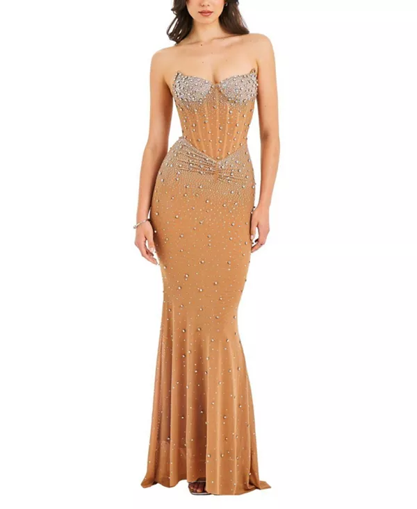 

Платье-Русалка без рукавов Fatima с вышивкой и корсетом Miss Circle, бежевый