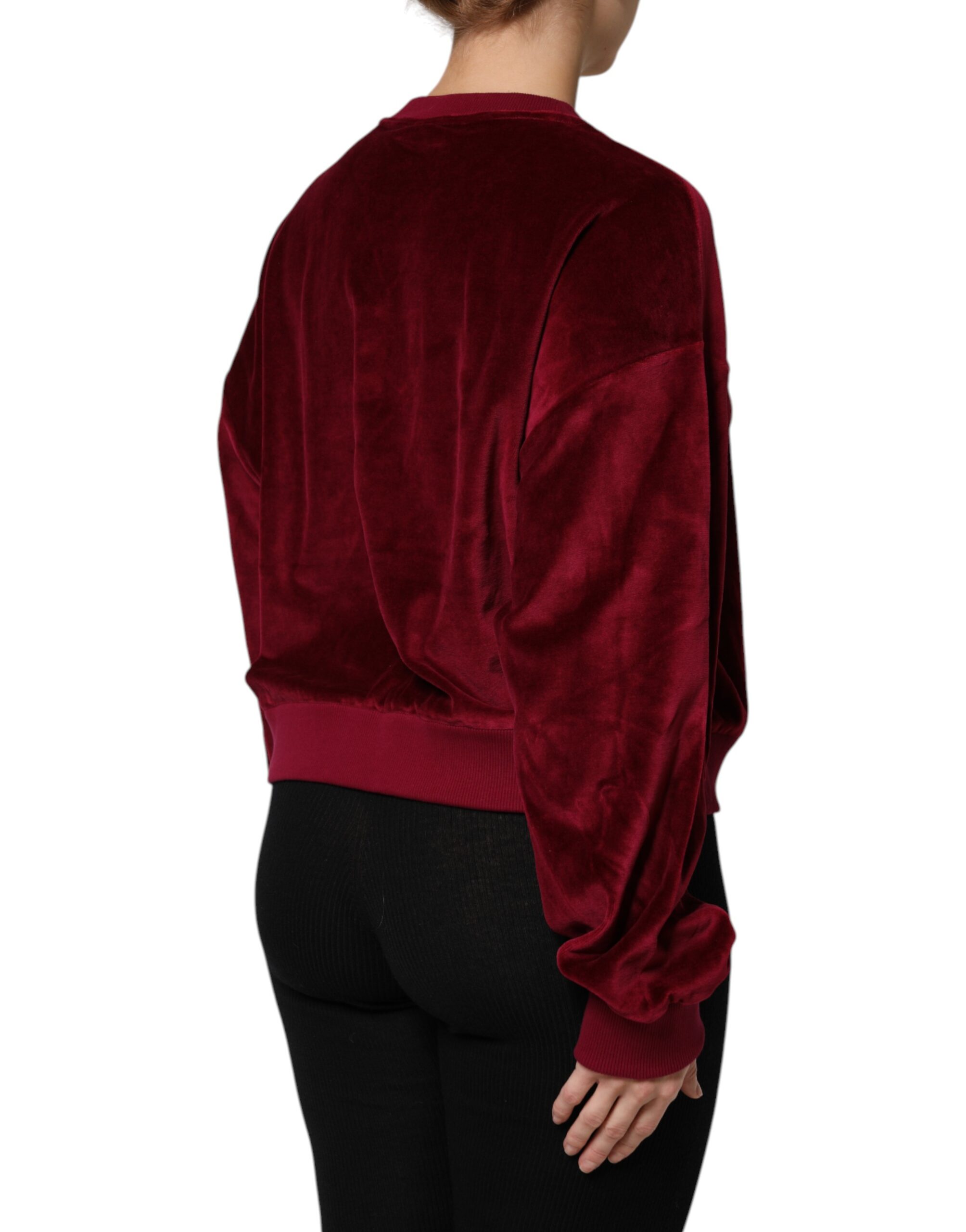 Красный хлопковый бархатный свитер с круглым вырезом Dolce & Gabbana, Red — фото 4