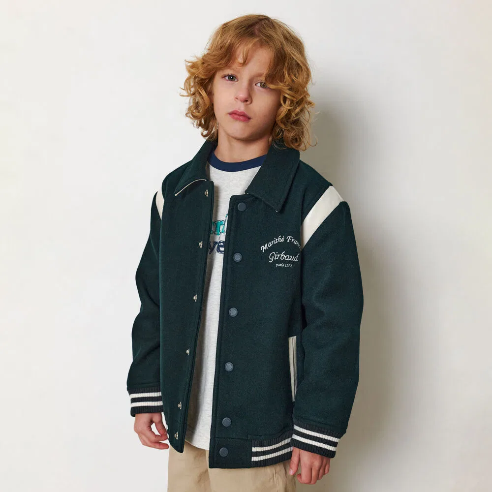 Детская университетская куртка Enfant Chain Logo тёмно-зелёного цвета от Marithé Kids