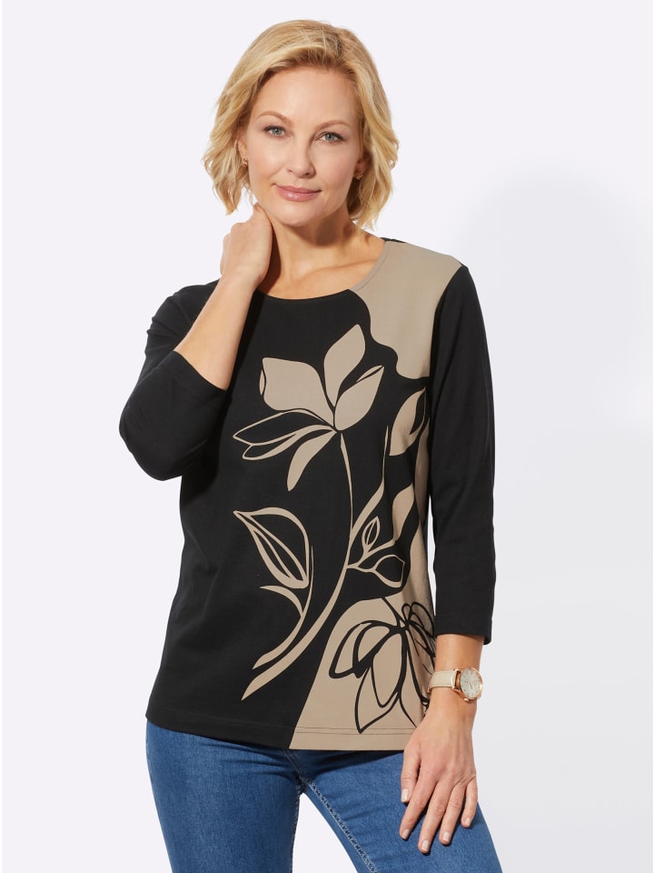 

Футболка с круглым вырезом и принтом черного и бежевого цветов WITT WEIDEN, Черный, Футболка с круглым вырезом и принтом черного и бежевого цветов WITT WEIDEN