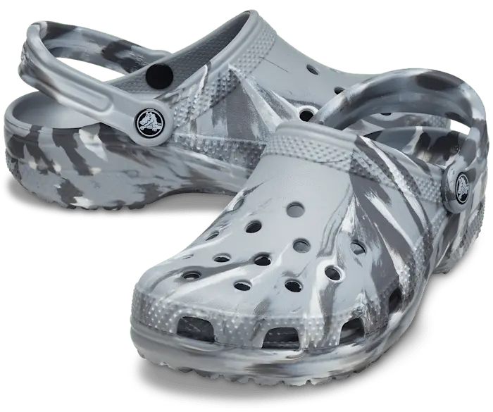 Классические мраморные сабо Crocs женские, цвет Light Grey / Multi — фото 2