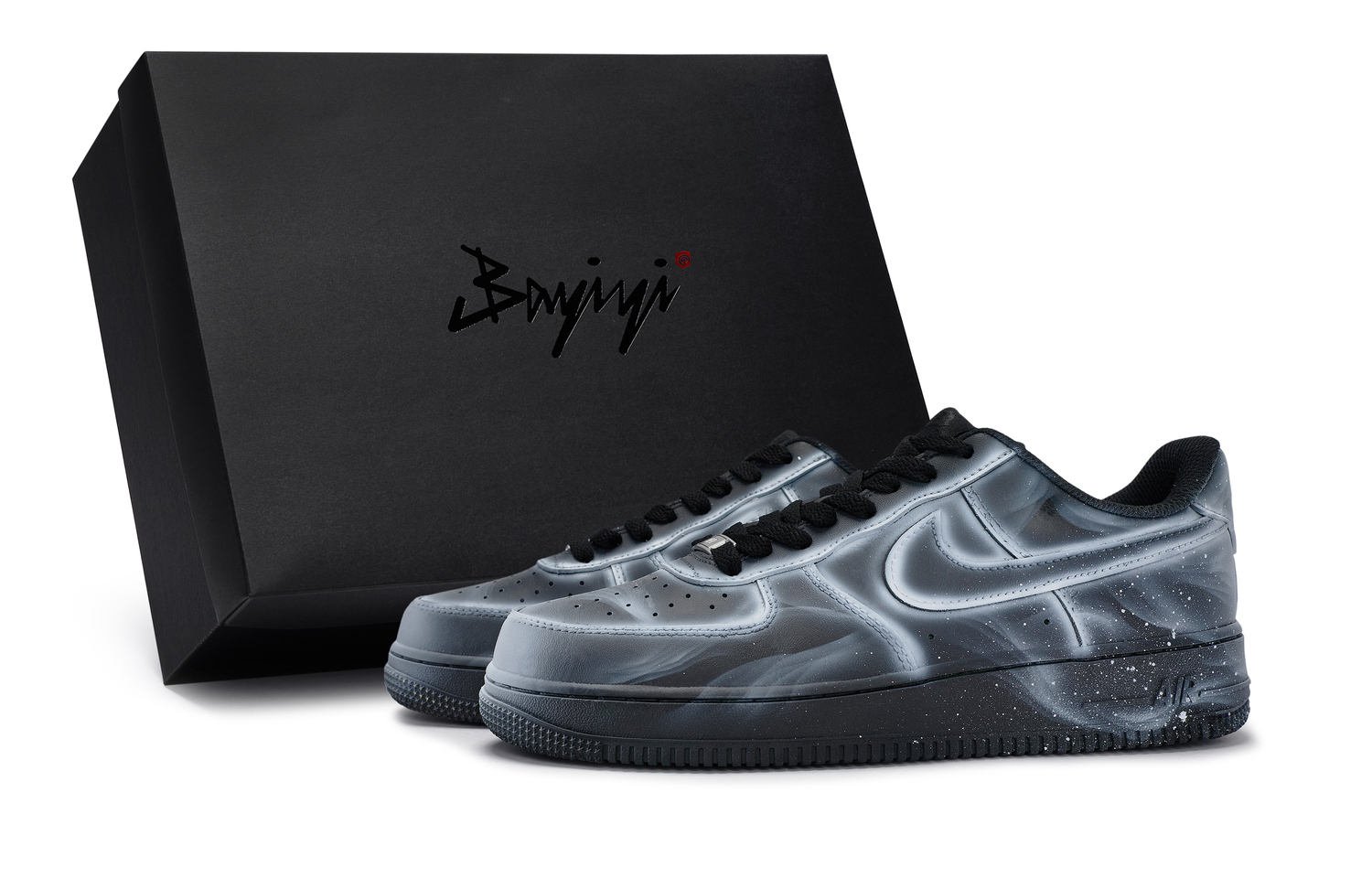 Nike Air Force 1 Антискользящие Износостойкие Низкие Кроссовки для Скейтбординга Унисекс Черный Белый Серый
