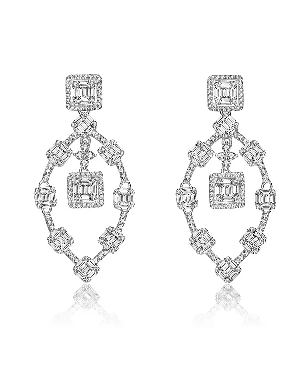 

Современные серьги-люстры из стерлингового серебра с кубическим цирконием Genevive, white