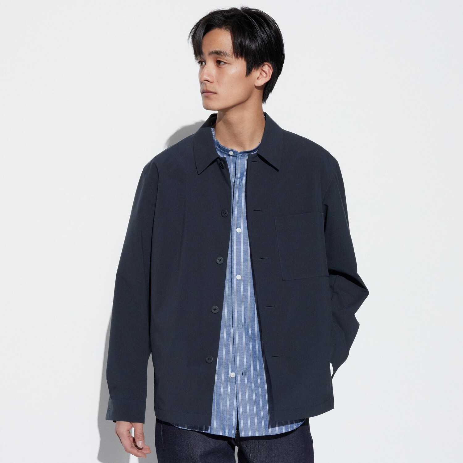 

Куртка-рубашка Uniqlo с карманом на груди, 69 темно-синий