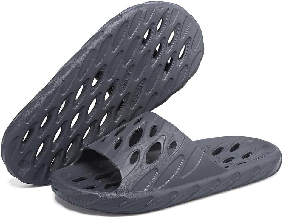 

Мужские шлепанцы для душа, Ванные тапочки с отверстиями, Быстросохнущие, нескользящие, для дома, спальни, бассейна, спа, колледжа, гостевой Facviult, серый