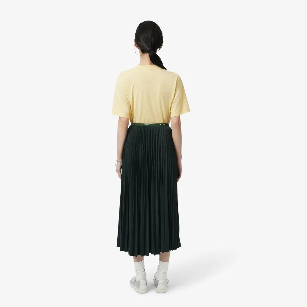 Юбка Lacoste плиссированная длинная тёмно-зелёная — фото 3