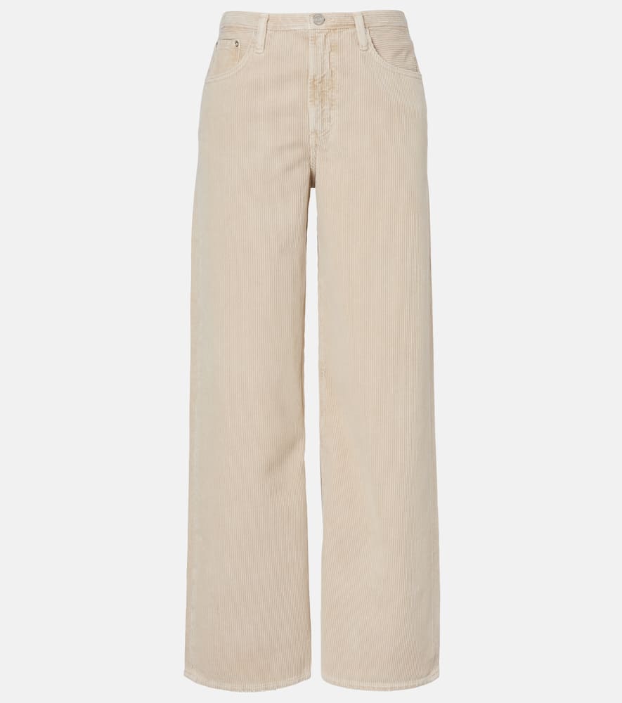 

Широкие брюки из хлопкового вельвета Keira Agolde, Rice Grass