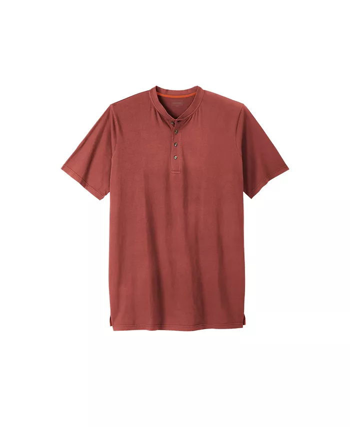 

Футболка с коротким рукавом Henley удлиненного кроя Big & Tall by KingSize, плотная ткань Boulder Creek, красный