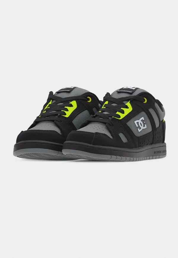 Детские скейтерские кроссовки stag унисекс Dc Shoes, Black/Grey/Lime — фото 3