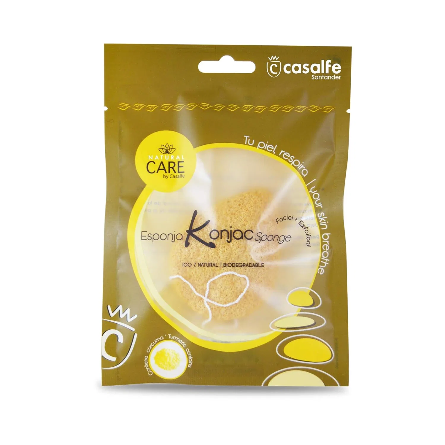 Натуральная спонж-губка для лица конняку с куркумой от Casalfe Casalfe, Turmeric — фото 3