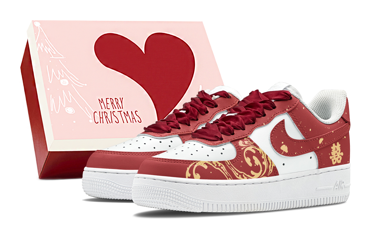

Nike Кроссовки Air Force 1 с низким верхом, противоскользящие, износостойкие, для скейтбординга, мужские, белые, красные, желтые