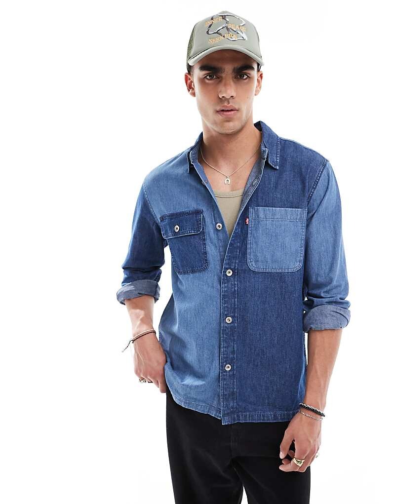 

Синяя джинсовая рубашка Levi's с контрастными вставками