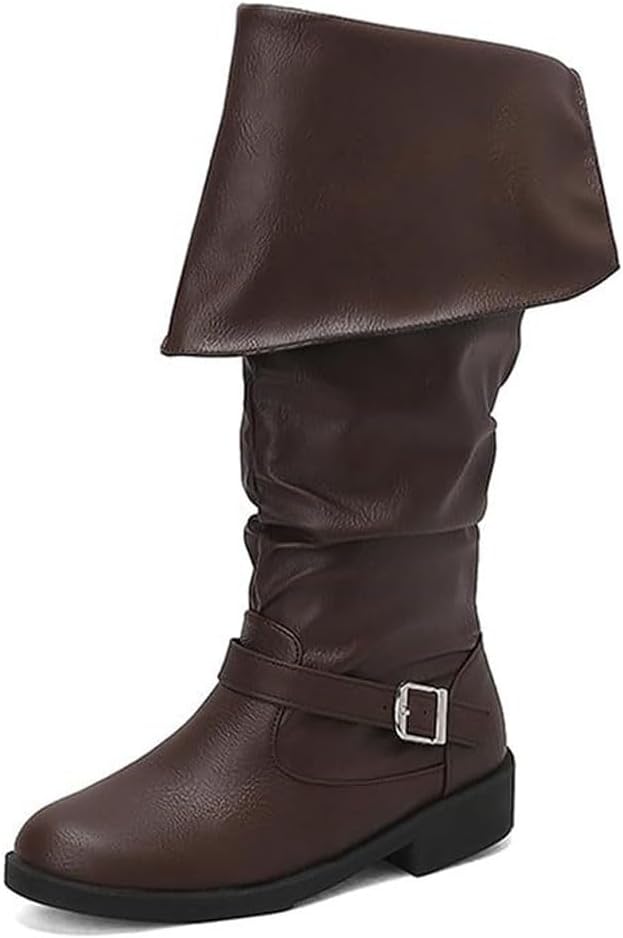 

Средневековые ботинки викинга, ретро-кожаные рыцарские сапоги, ренессансные сапоги с отворотом, зимние сапоги для Хэллоуина, карнавала и косплея Yumali, коричневый