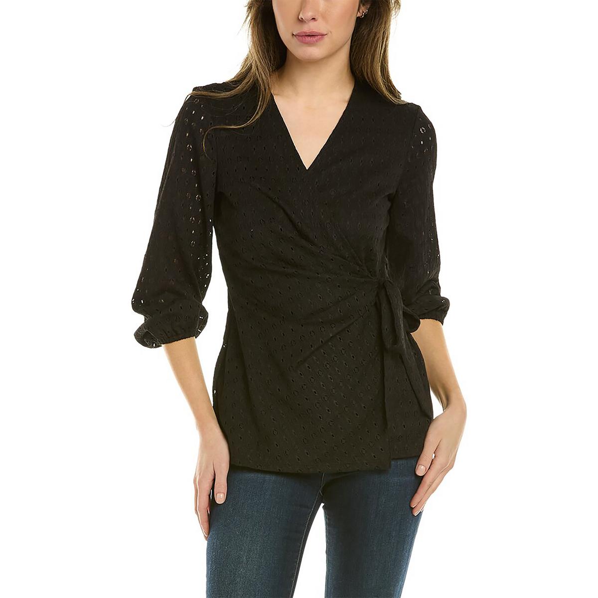 

Женский топ-халат с кружевом в горошек Anne Klein, цвет anne black