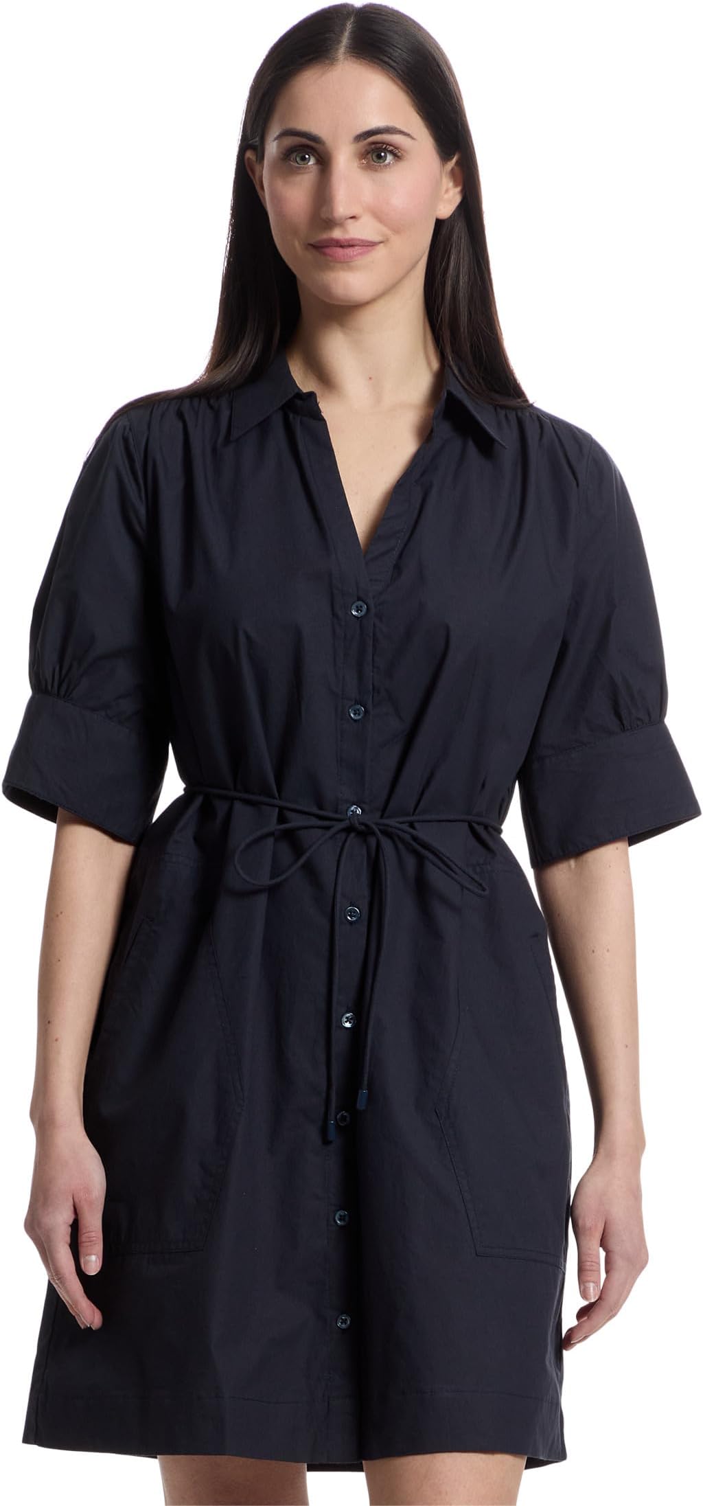 

Платье Lilla P Shirred Sleeve Shirt Dress, темно-синий