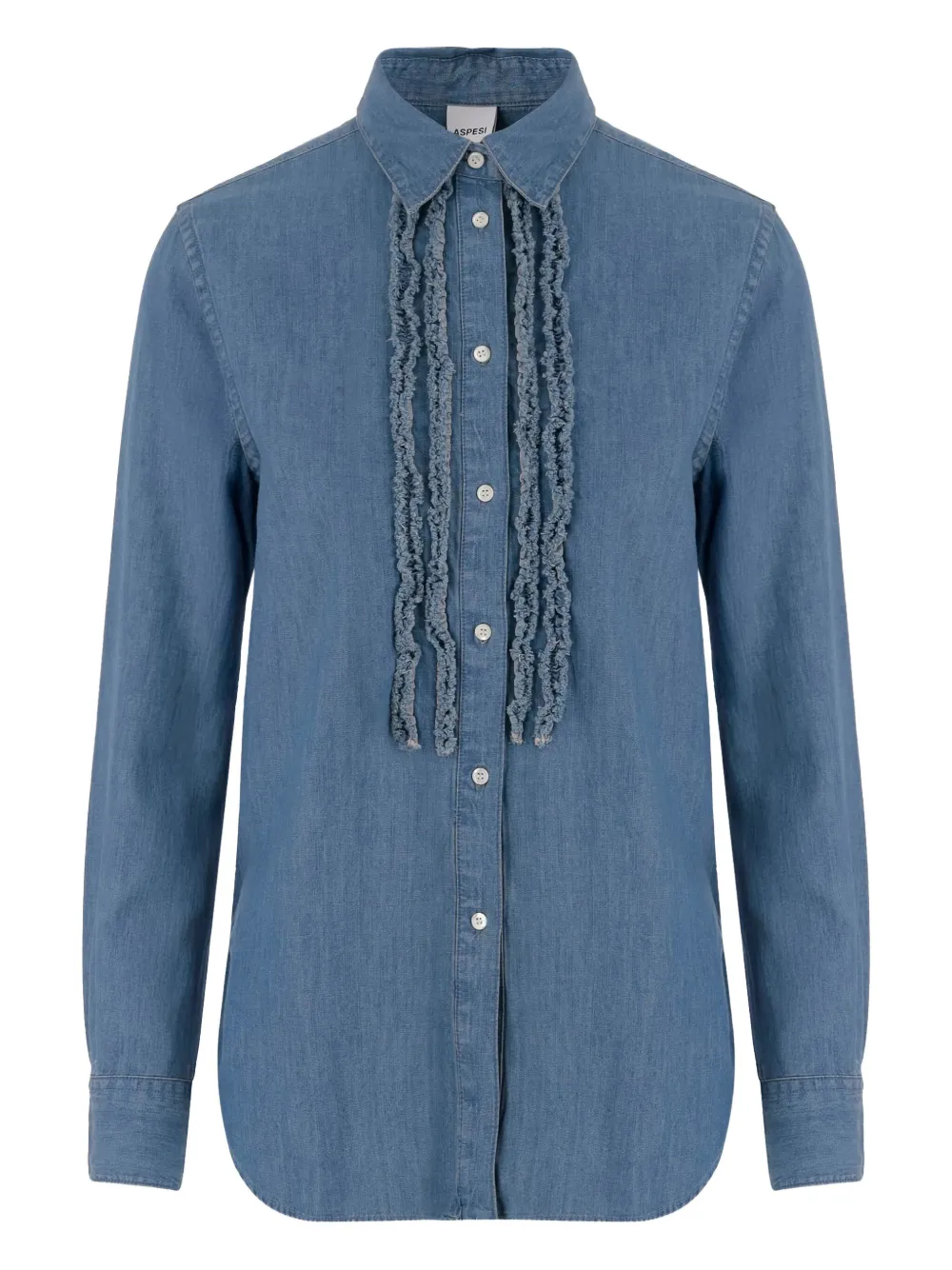 

Джинсовая рубашка с оборками Aspesi, синий