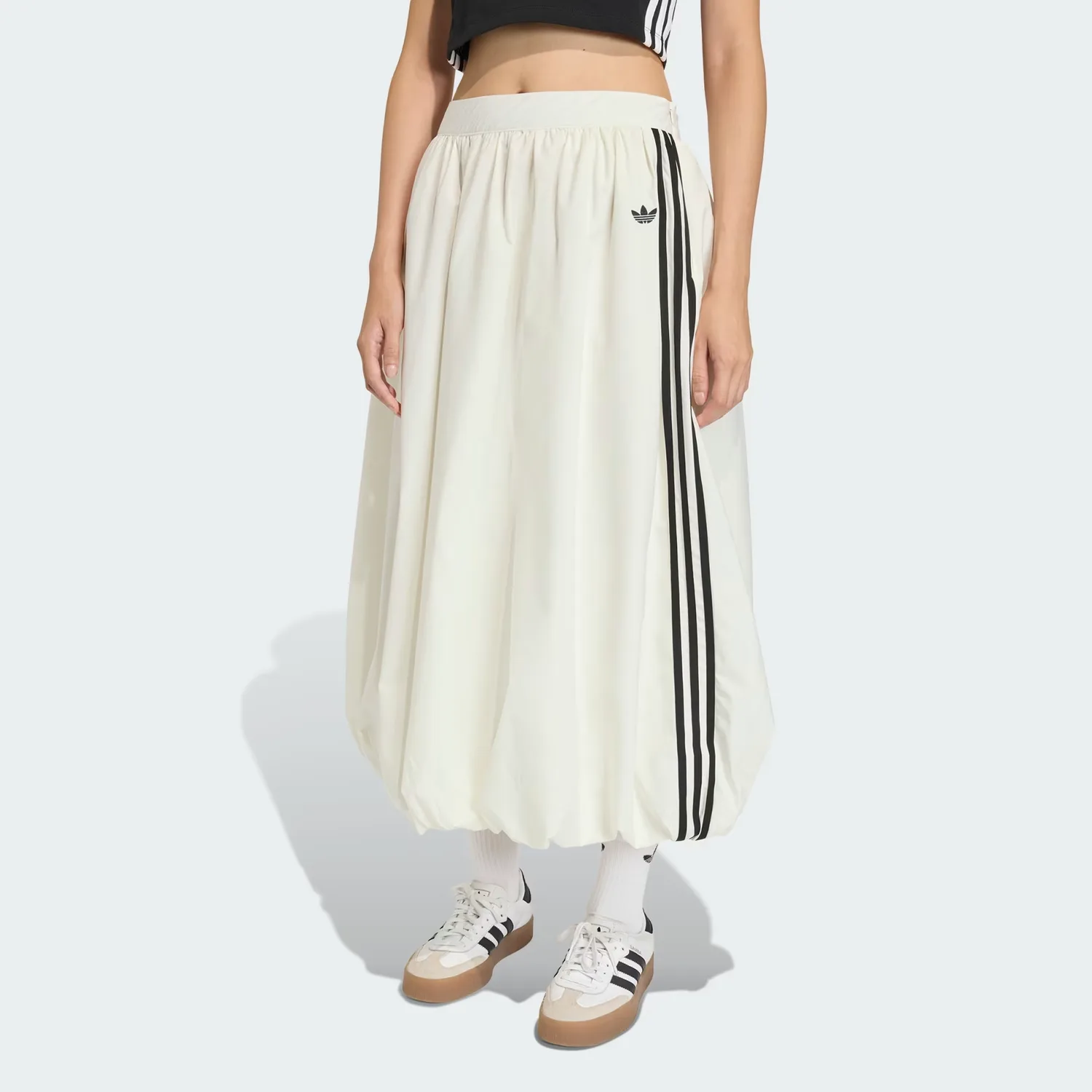 Баллонная полосатая длинная юбка Adidas Originals, экрю — фото 3