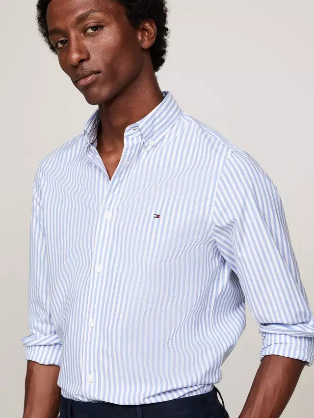 

Рубашка Tommy Hilfiger Poplin Stripe, цвет blue/white