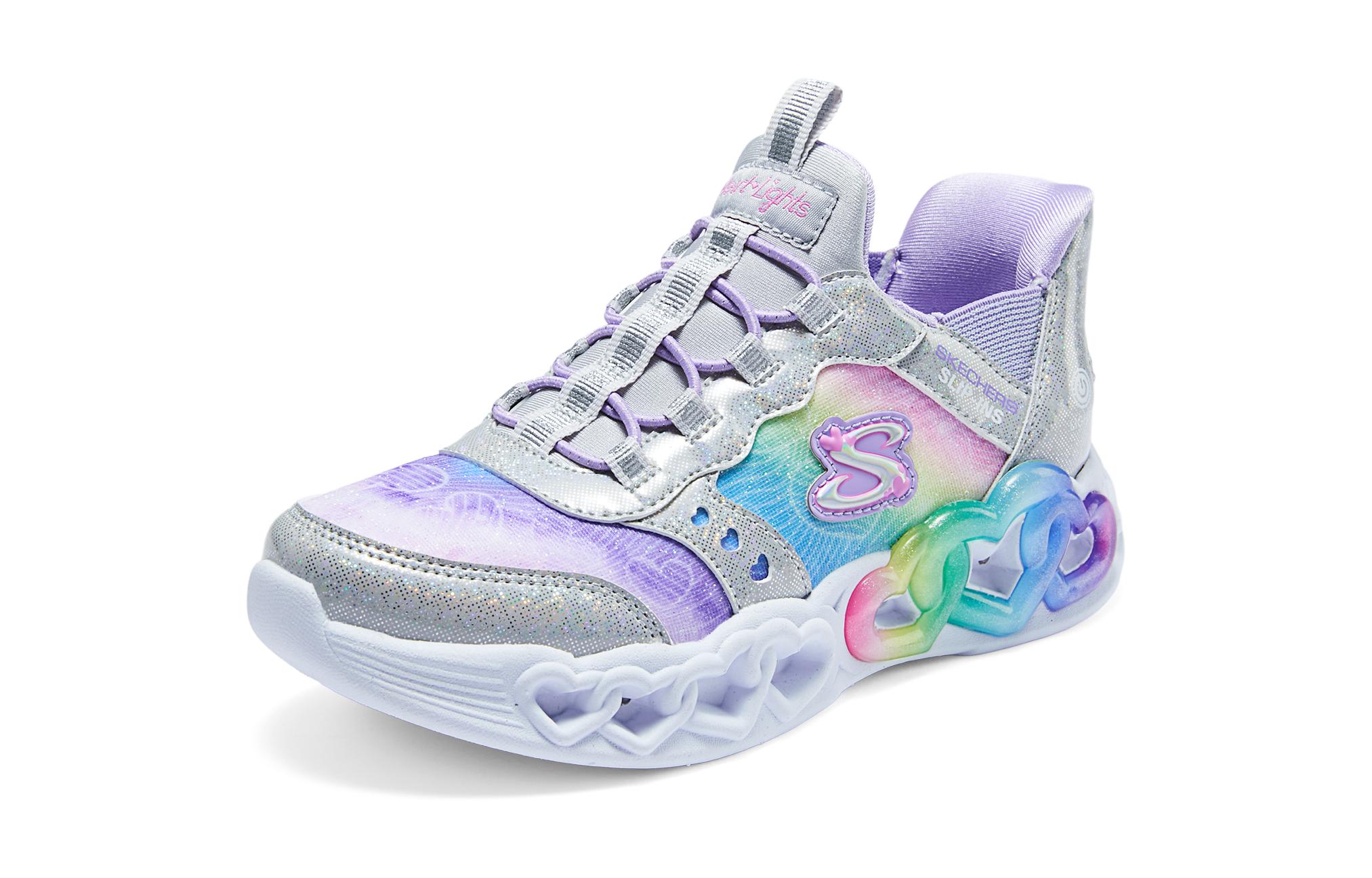 Детские повседневные кроссовки Skechers с амортизацией и износостойкостью, серебристые разноцветные — фото 3