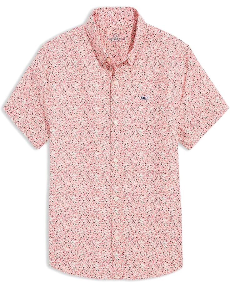 

Рубашка Vineyard Vines Kids Boys Printed Short Sleeves Shirt, цвет Tiny Floral - Cayman