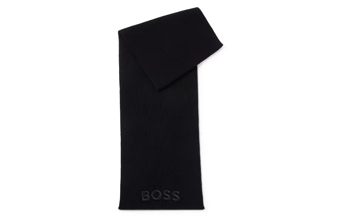 

HUGO BOSS Вязаный шарф женский черный, Black