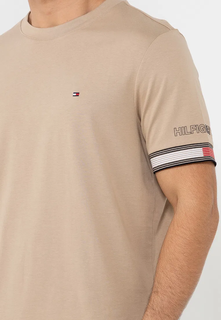 Футболка с коротким рукавом, флаг на манжете Tommy Hilfiger, бежевый — фото 3