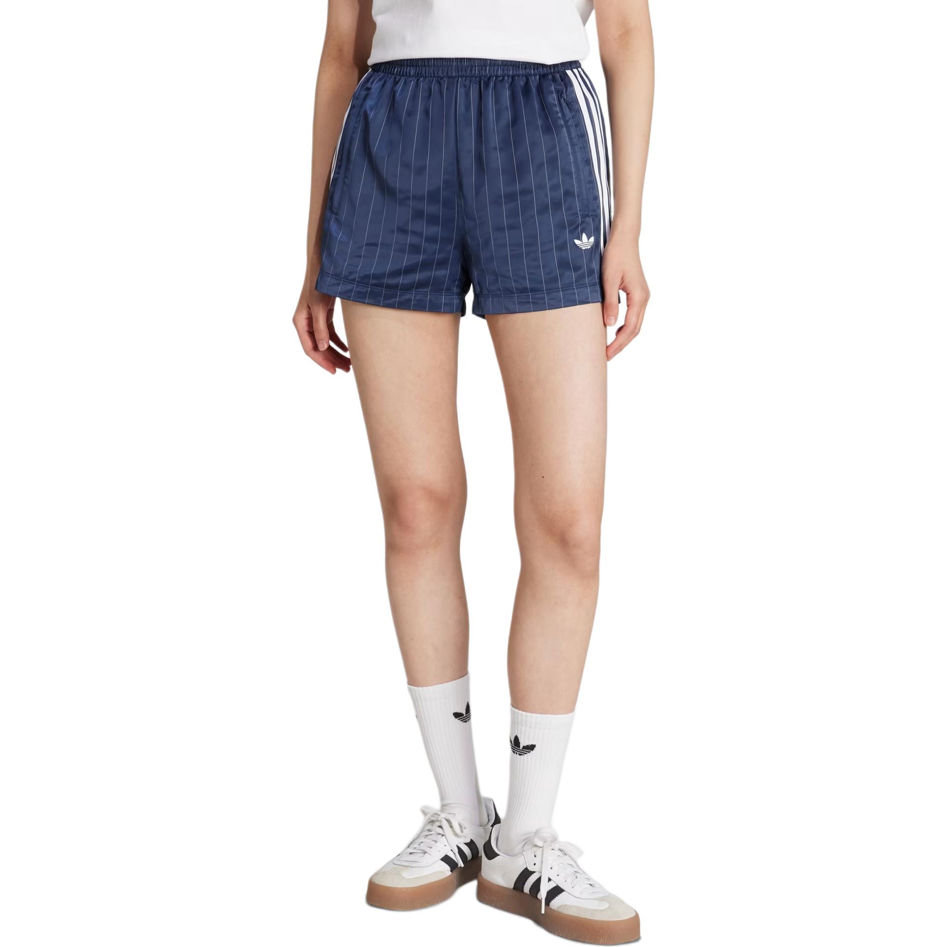 Пинстрип сатиновые шорты Adidas Originals, индиго — фото 2