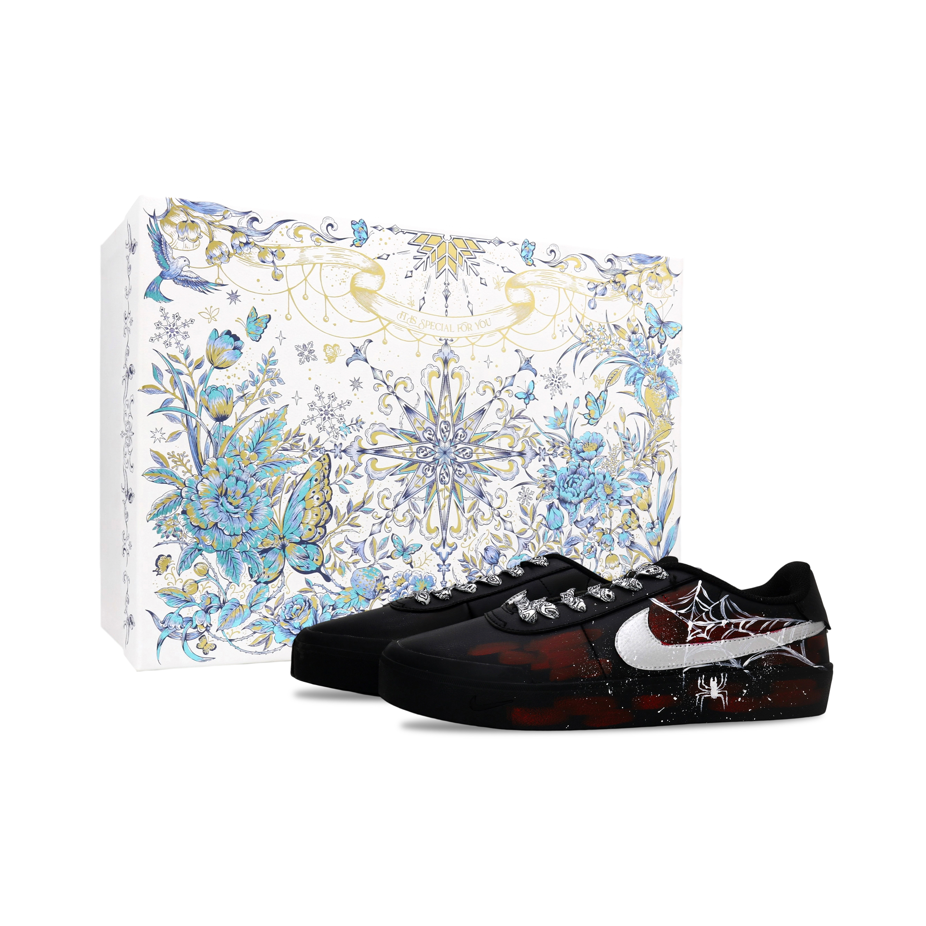 

Nike Кроссовки для скейтбординга Court Shot Spider Web Box, легкие, низкие, мужские, черные, красные, серебристые