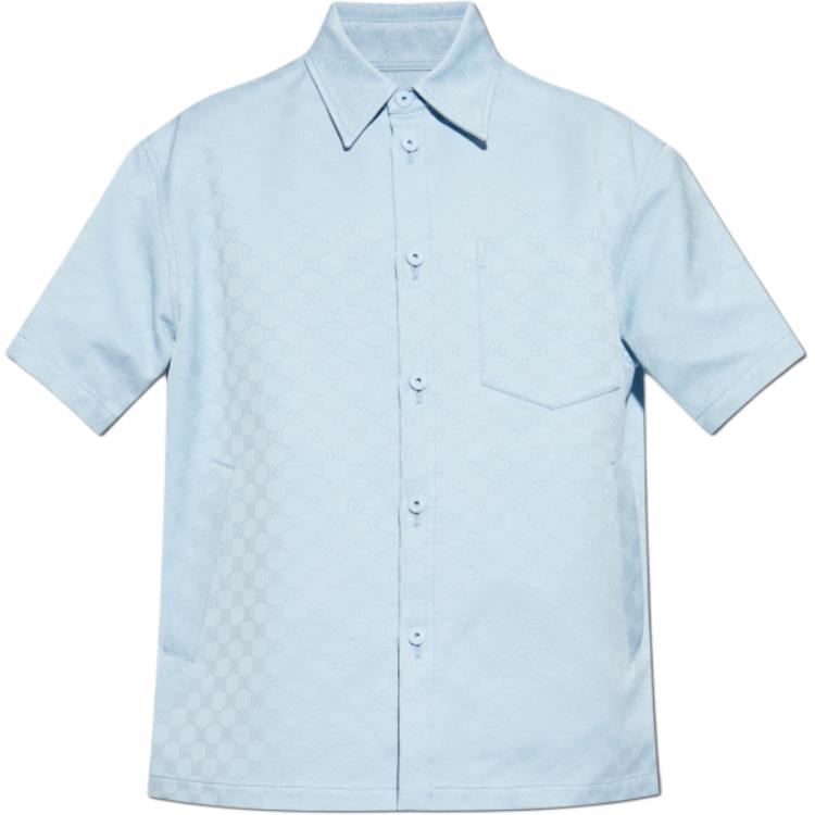 

Оверсайз рубашка с коротким рукавом gg GUCCI, светло-голубой