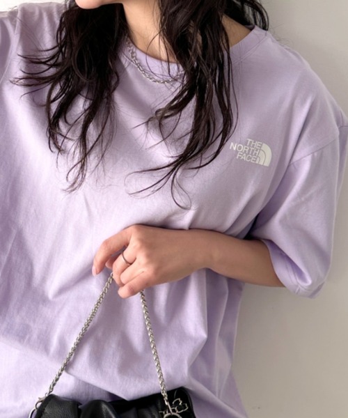 

Футболка хлопковая с коротким рукавом, с логотипом THE NORTH FACE, лавандовый