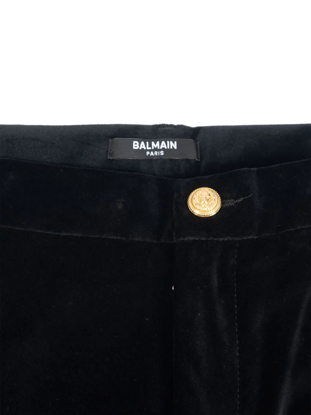 Бархатные брюки с золотыми пуговицами Balmain Kids, черный — фото 3