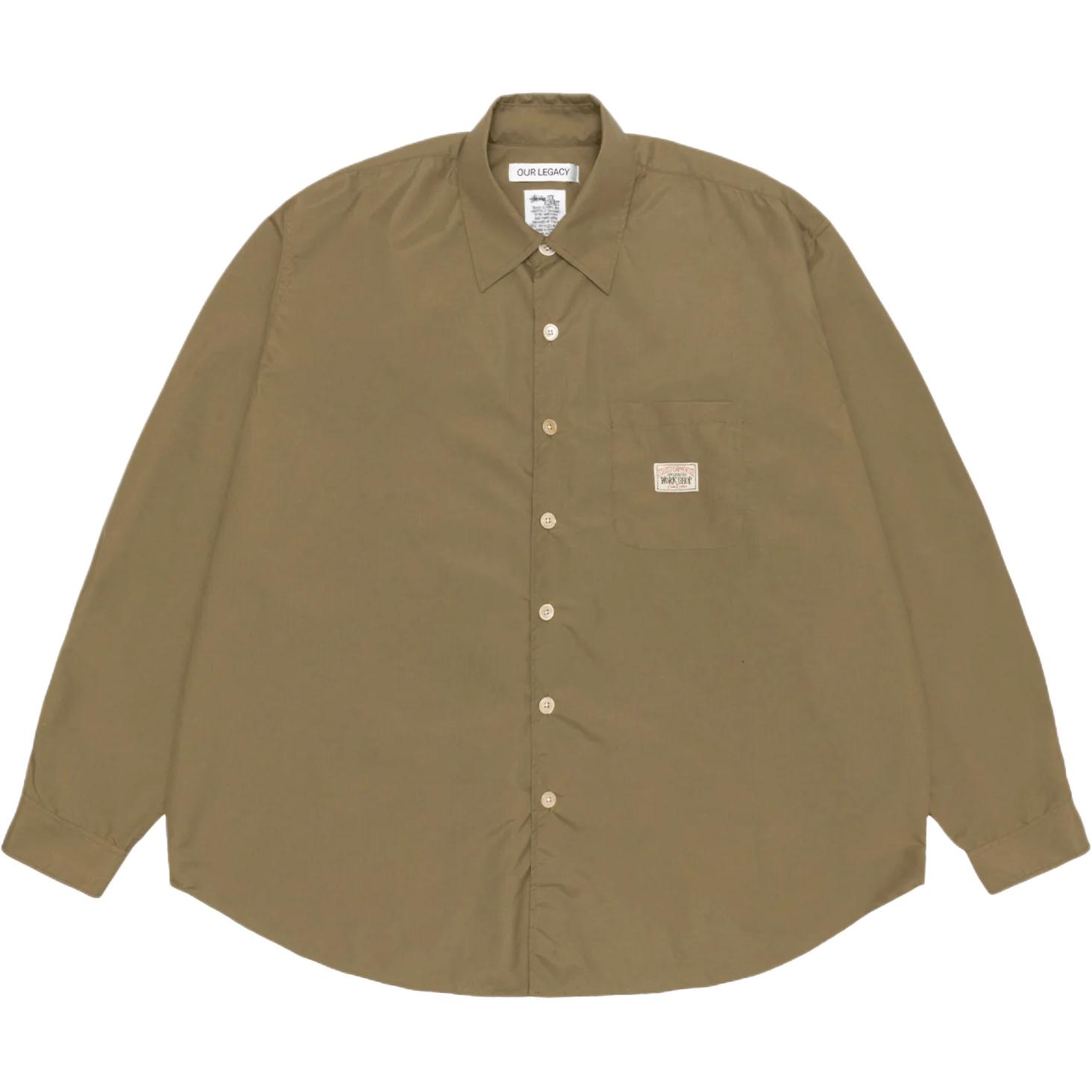 Футболка Our Legacy Work Shop Borrowed Shirt Stussy, оливковая — фото 2