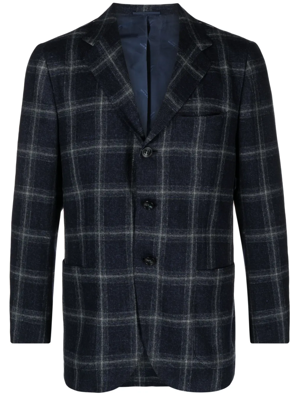 

Однобортный пиджак в клетку Kiton, синий