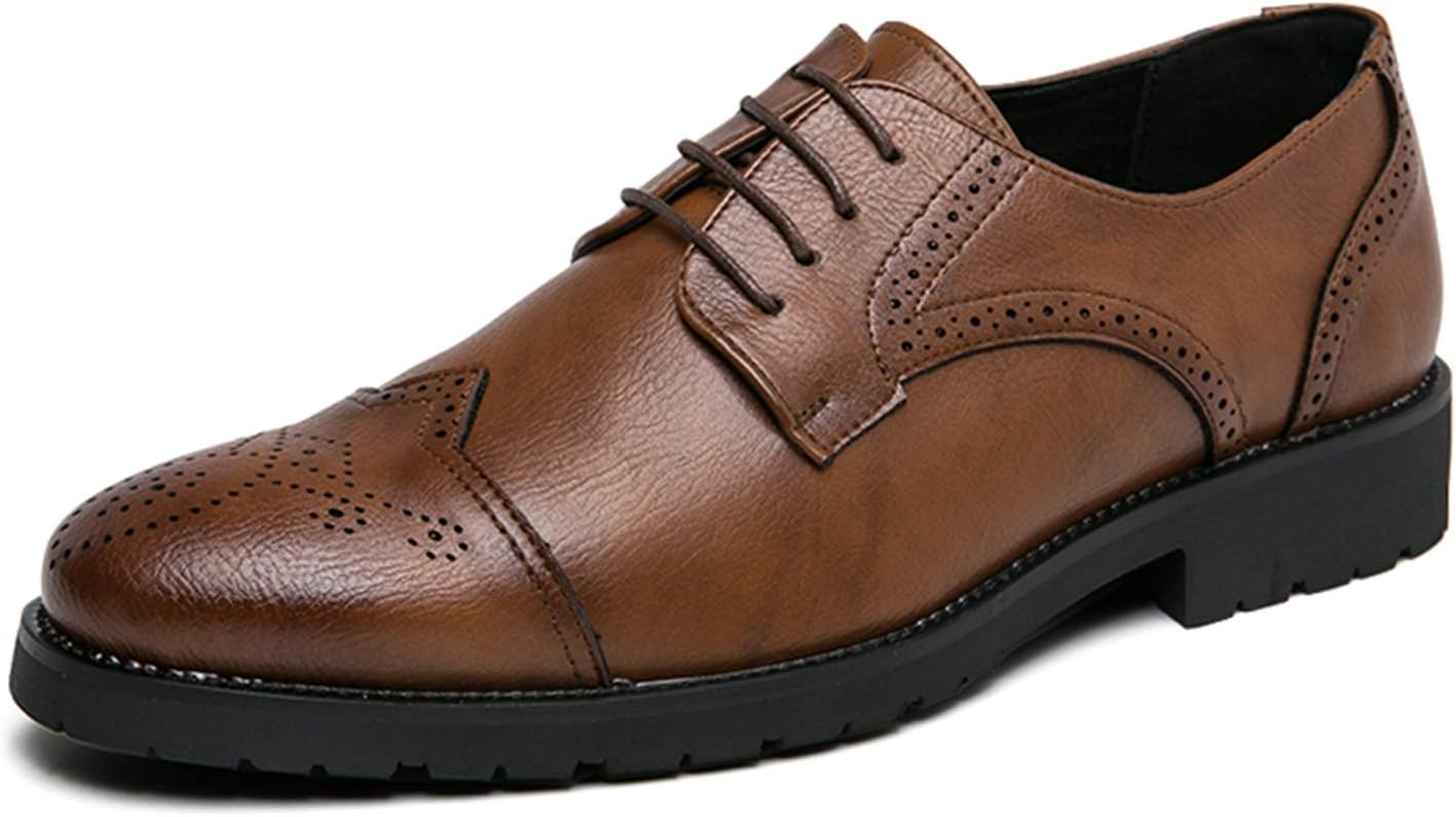 

Мужские оксфорды с шнуровкой, тисненный носок, броги, дерби, противоскользящие, низкие, с резиновой подошвой, для бизнеса Zuzala, коричневый