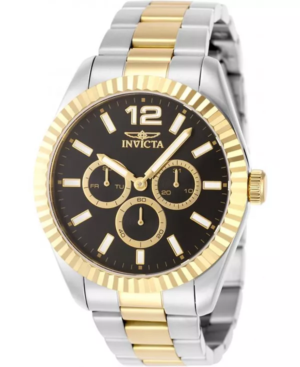 

Мужские кварцевые часы-хронограф 49515 с черным циферблатом Invicta, gold