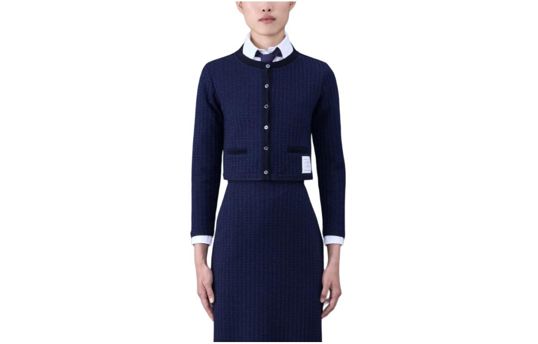 

Сигнатур укороченный кардиган с 4 планками THOM BROWNE, синий