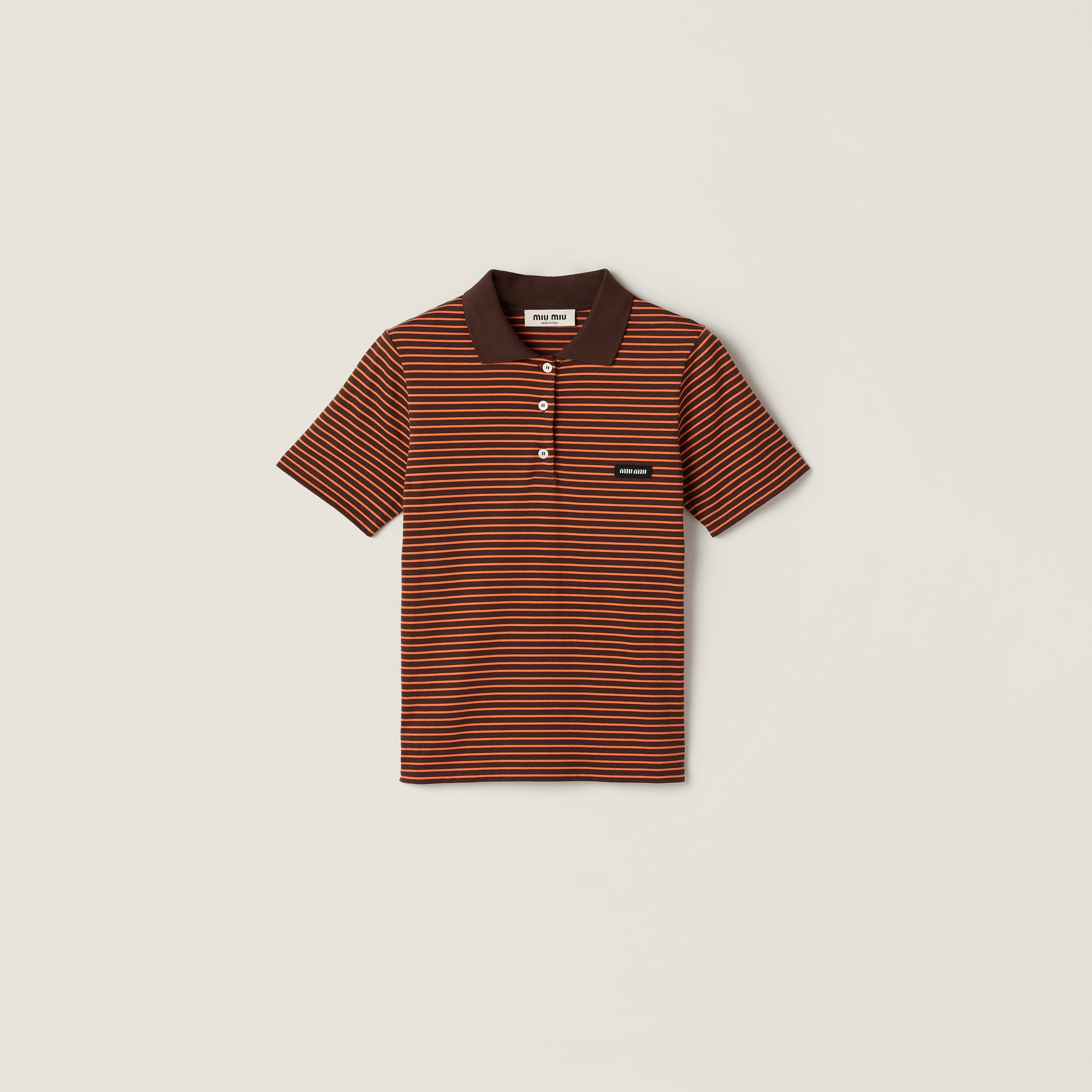 

Поло из джерси MIU MIU, какао-коричневый/оранжевый
