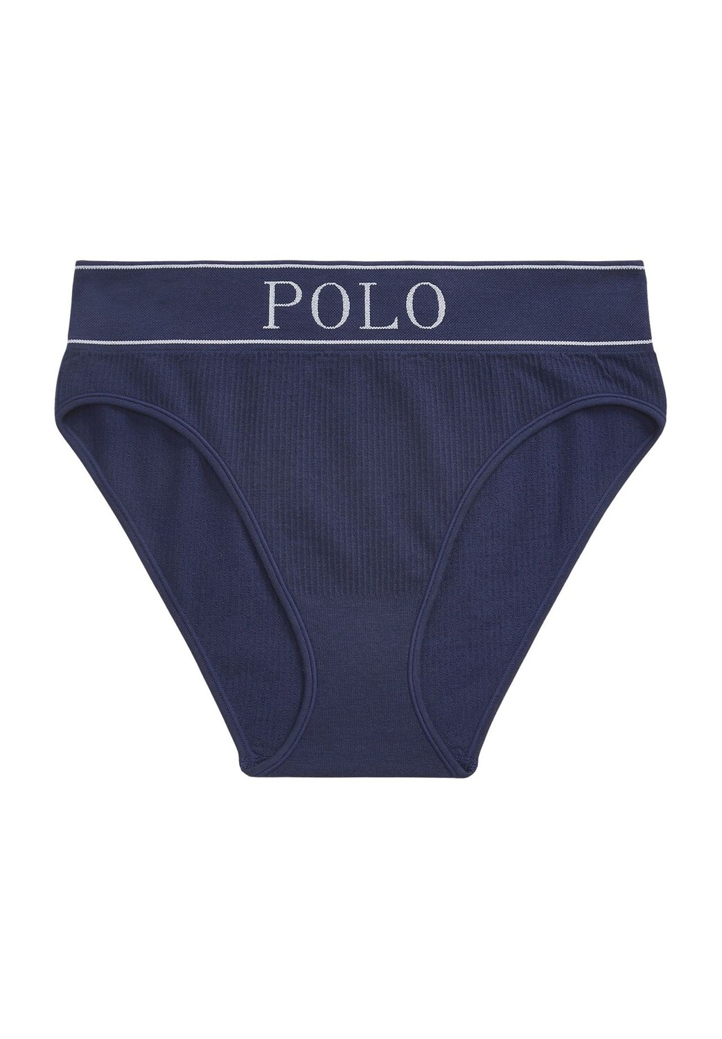 

Бесшовные трусы в рубчик, с логотипом на поясе, для женщин POLO RALPH LAUREN, темно-синий