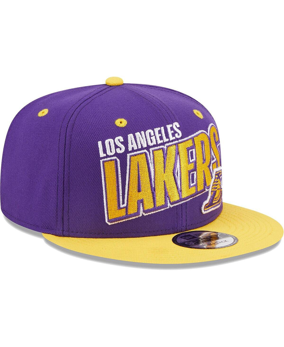 

Мужская фиолетово-золотая кепка Los Angeles Lakers Stacked скошенная двухцветная кепка 9FIFTY Snapback New Era