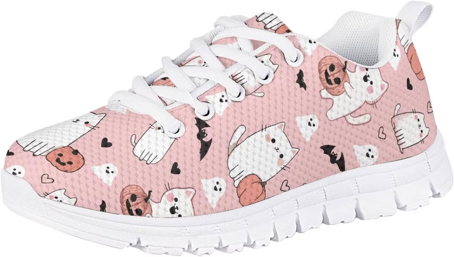 

Детские кроссовки Forchrinse для девочек и мальчиков, шнуровка, беговые и теннисные, легкая спортивная обувь, обувь для праздничных мероприятий, Halloween Cat Pumpkin