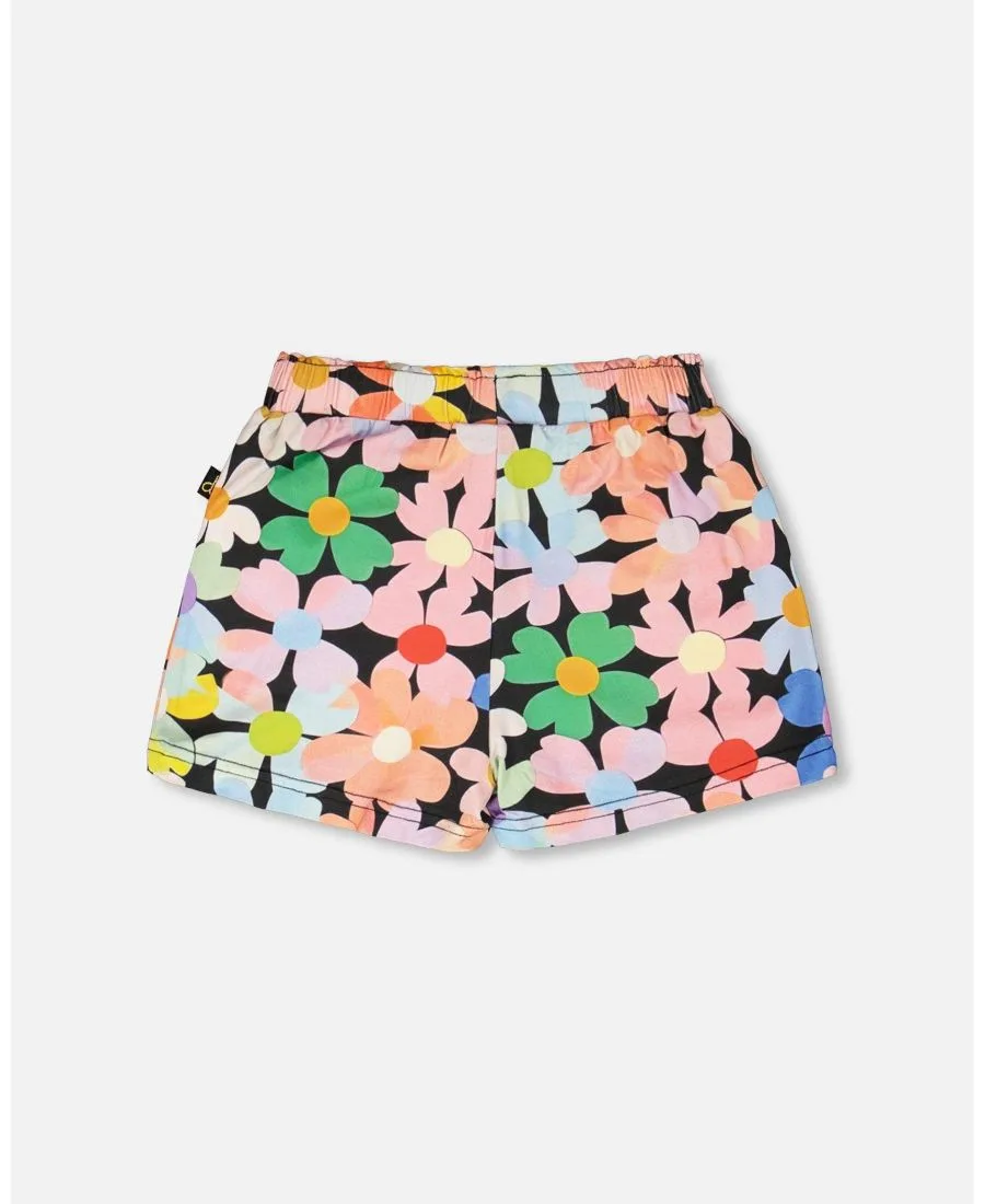 Полосатый свитер для девочек постарше Deux par Deux, черный floral print — фото 3
