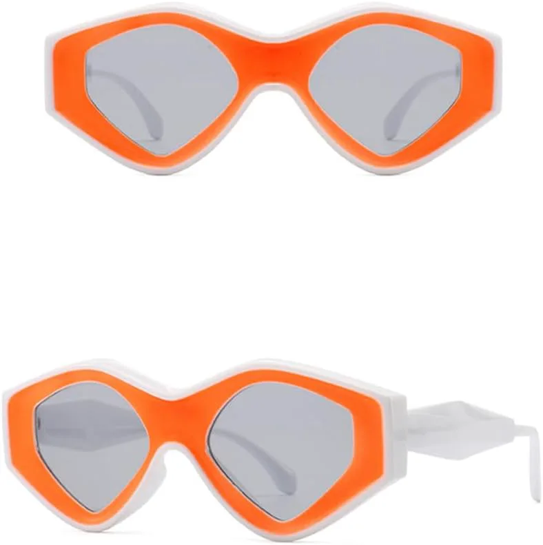 

Панк-солнцезащитные очки для женщин, маленькие очки в форме кошки, треугольные ромбовидные очки для мужчин, защита от ультрафиолета UV400 LANGSER, Orange Gray